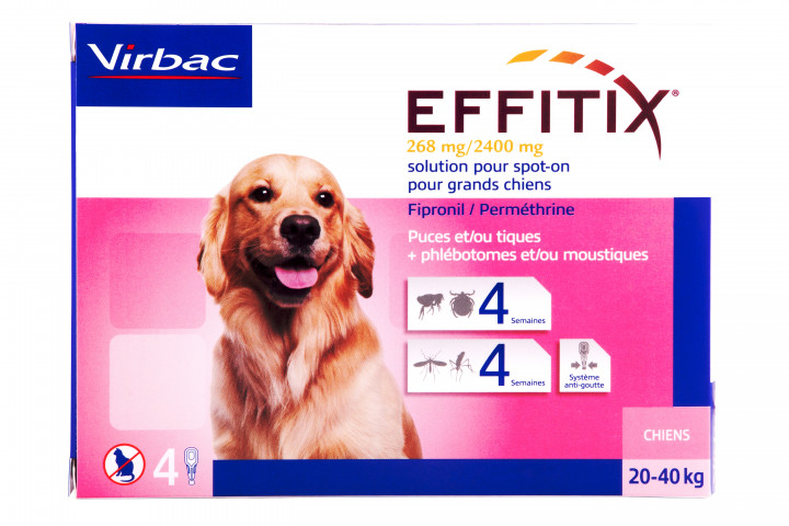 

Капли от блох клещей и насекомых EFFITIX Спот-он для собак 20-40 кг 4пип
