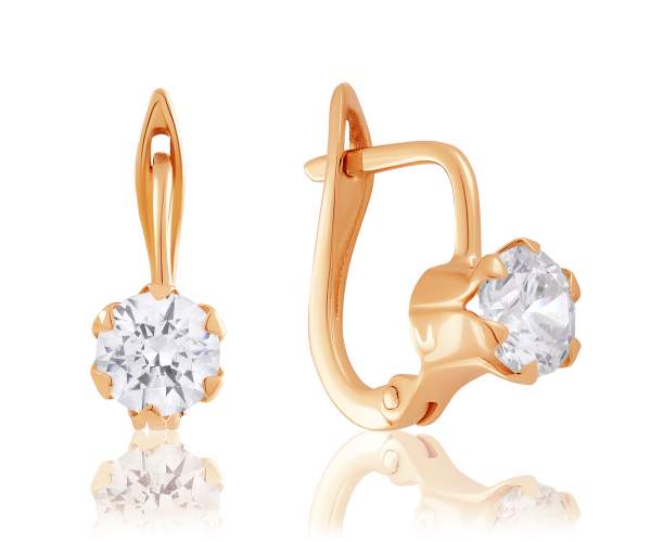 

Серьги золотые с английской застежкой с камнем SWAROVSKI Zirconia, С4204SW