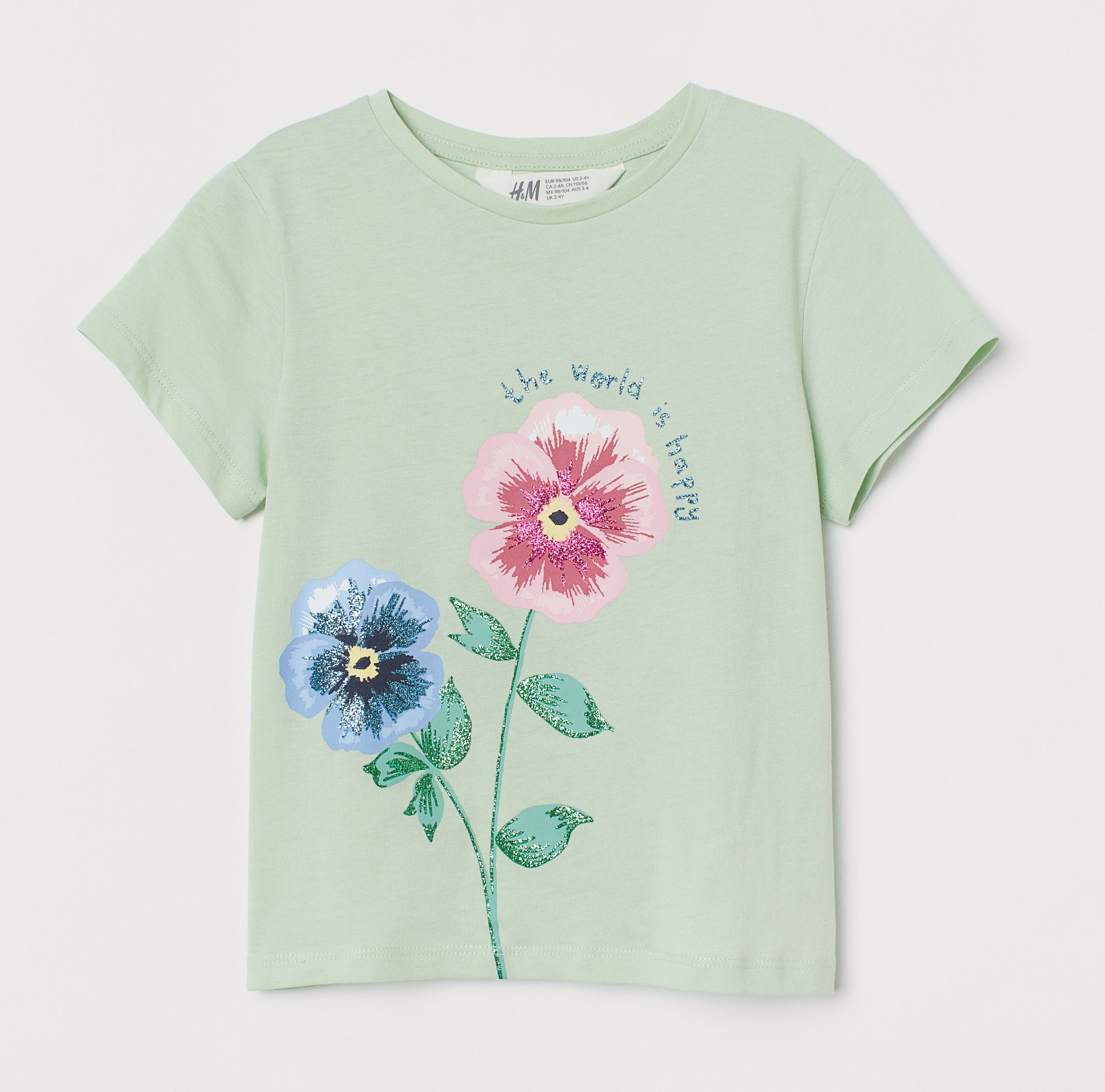 

Футболка детская H&M "Цветок" зелёная 92