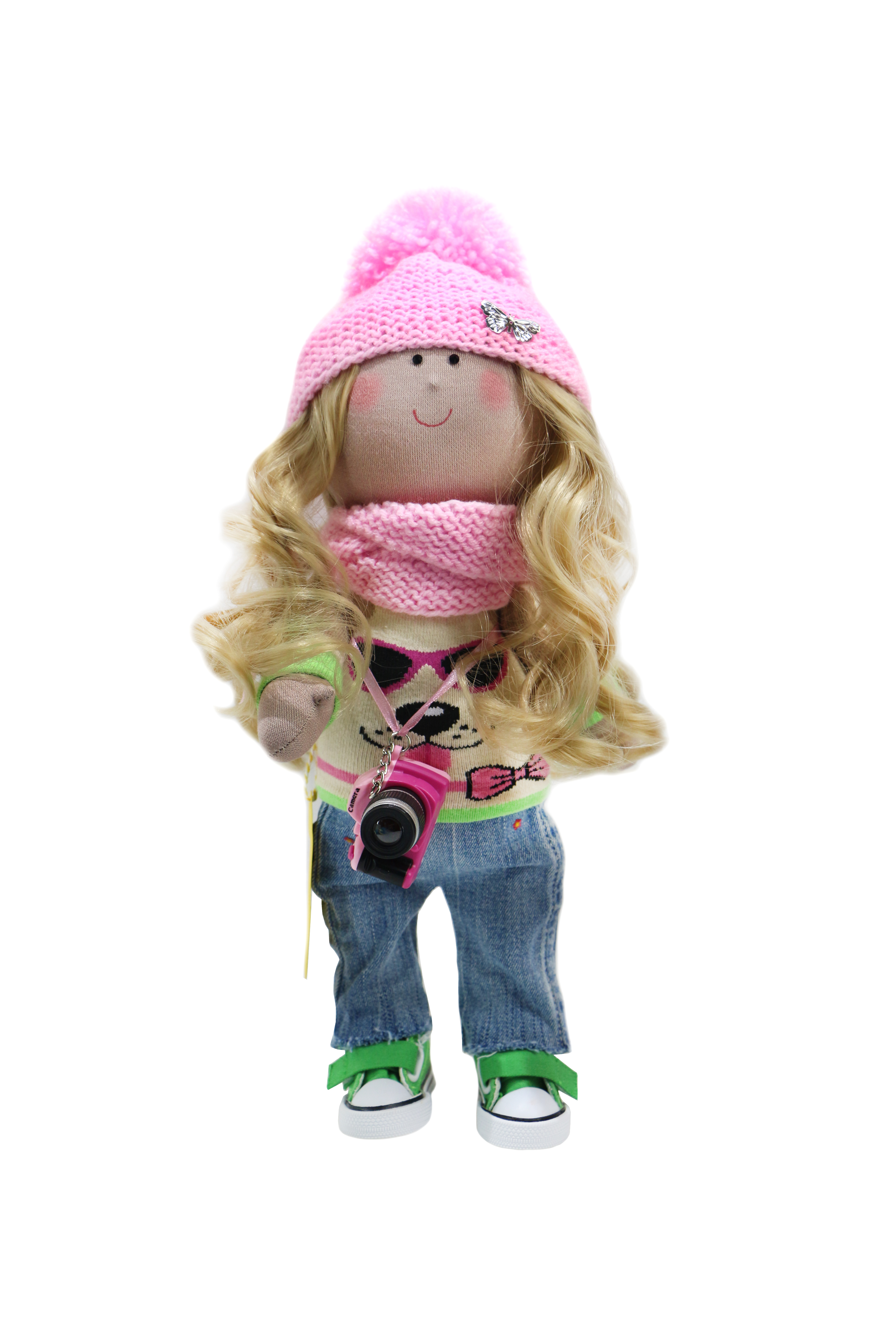 

Текстильная кукла ручной работы с фотоапаратом Textile dolls розовый-разноцветный PL-110007