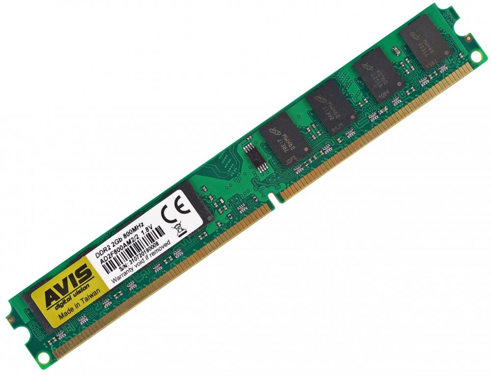 

Оперативная память DDR2-800 2Gb PC2-6400 AVIS AD2F800AM2/2 2048MB (770008526)
