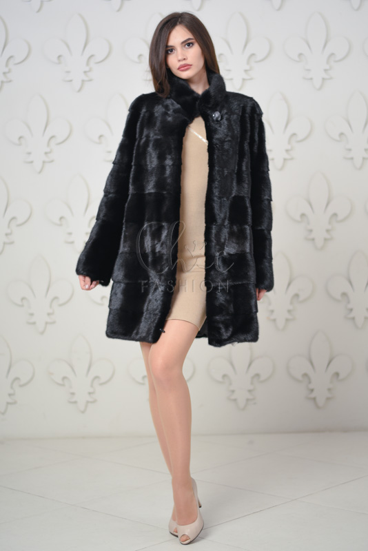 

Шуба норка Chic fashion поперечка  черный 2846, Шуба норка Chic fashion поперечка 42 черный 2846