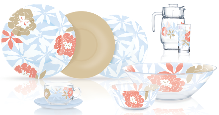 

Столовый сервиз Luminarc Peony Floral Blue 46 предметов N6255