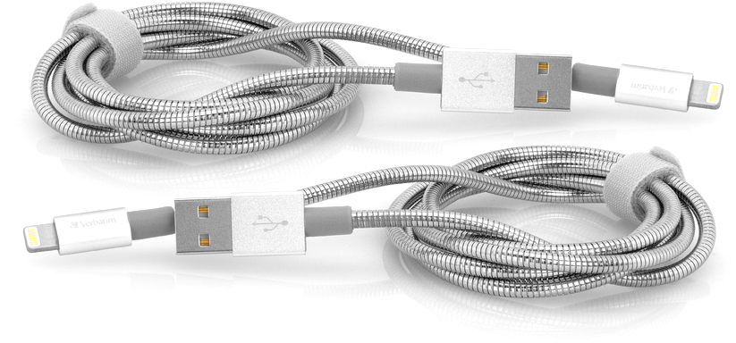 

Кабель Verbatim USB - Lightning 1 м + 1 м 2 шт Серебристый