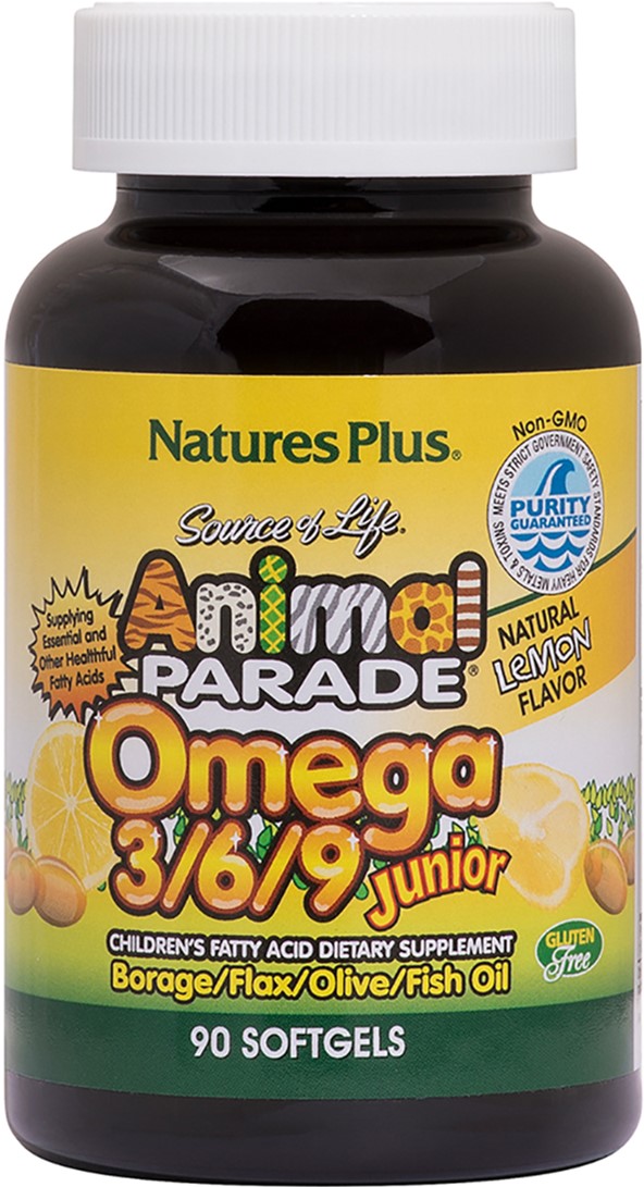 Акція на Жирные кислоты Natures Plus Animal Parade Омега 3-6-9 для детей, вкус Лимона 90 желатиновых капсул (97467299948) від Rozetka UA