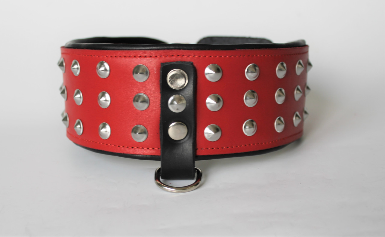 

Кожаный ошейник с маленькими шипами Lockdog L (45-55 см) (zoo0000354) Красный