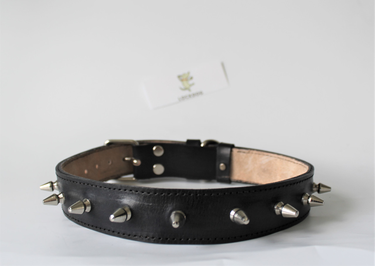 

Кожаный брутальный ошейник ручной работы Lockdog XL (56-70 см) (zoo0000345) Черный