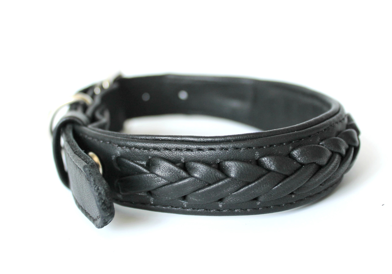 

Кожаный ошейник для собак с плетением Lockdog XL (56-70 см) (zoo0000362) Черный