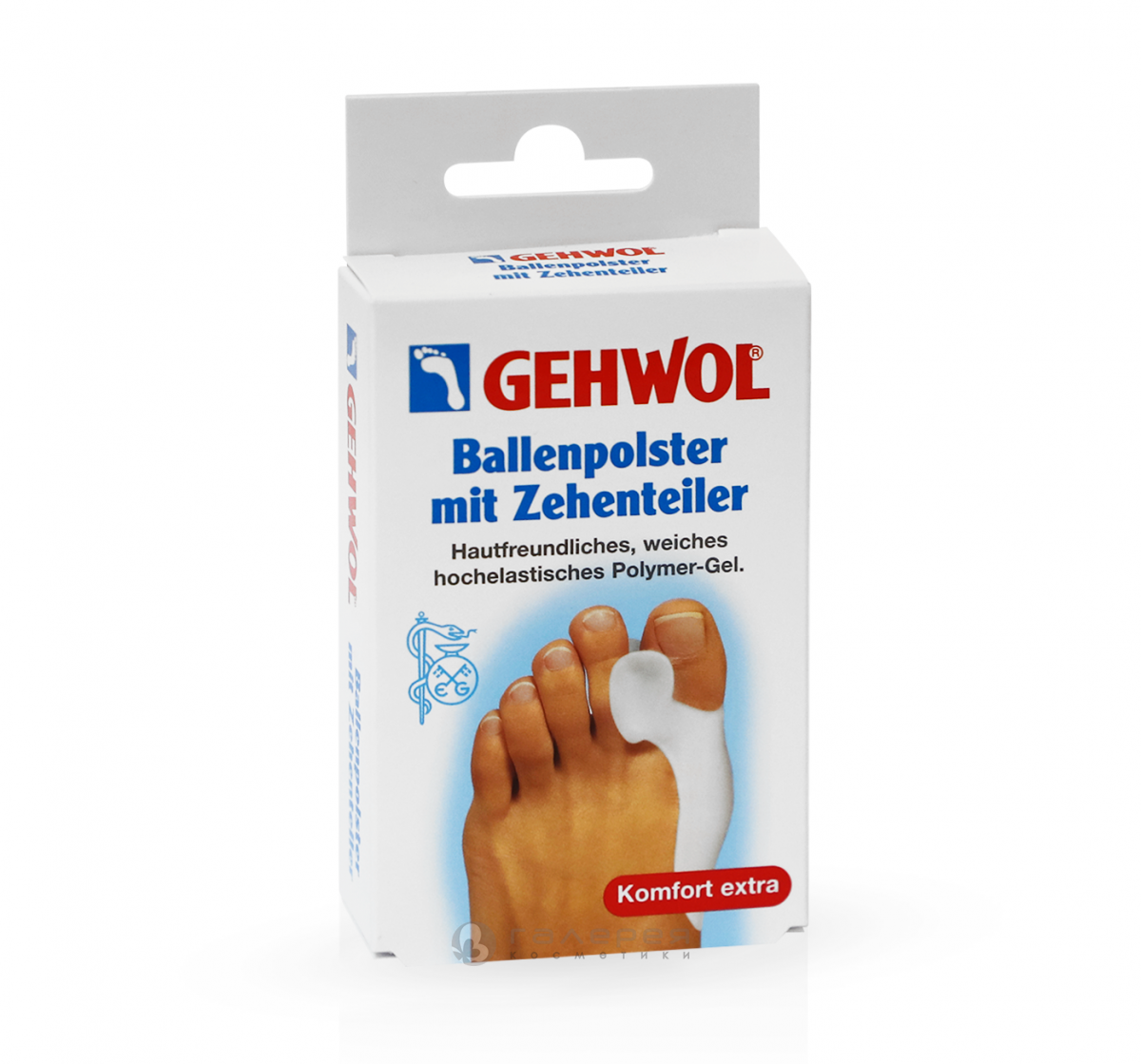 

Гель-корректор и накладка на большой палец Gehwol Ballenpolster mit Zehenteiler (1*26811)