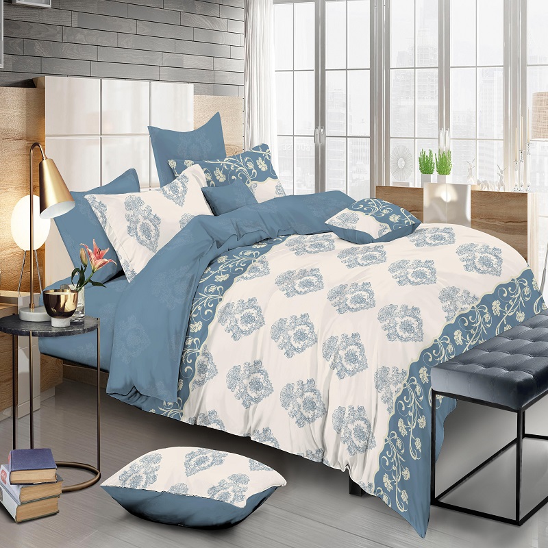 

Комплект постельного белья Уютная Жизнь Узор на светлом с каймой Сатин Евро 200х220 (K-SN-KWL-1914-A-B)