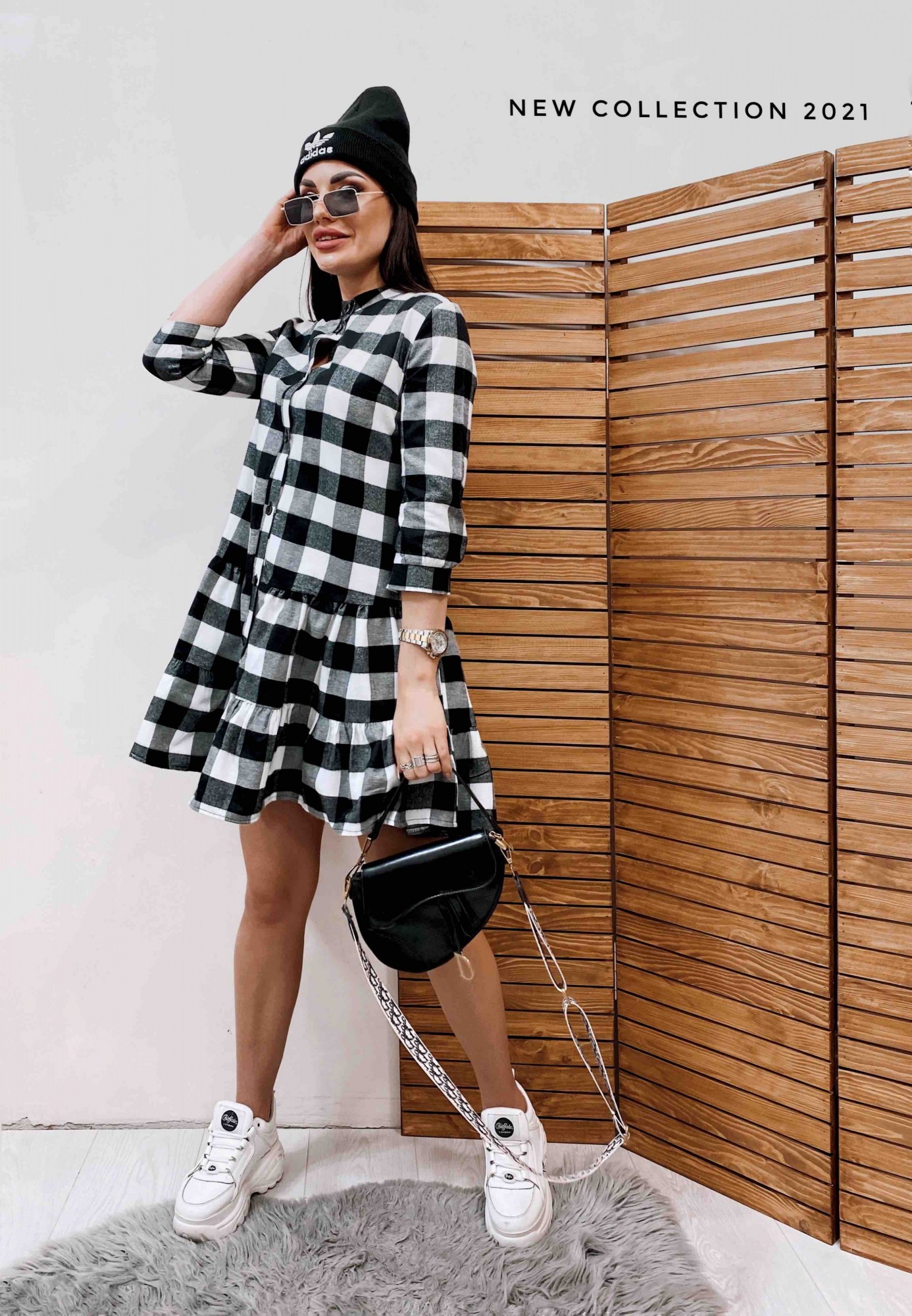 

Платье REMISE STORE V397  черно-белое, Платье REMISE STORE V397 L черно-белое