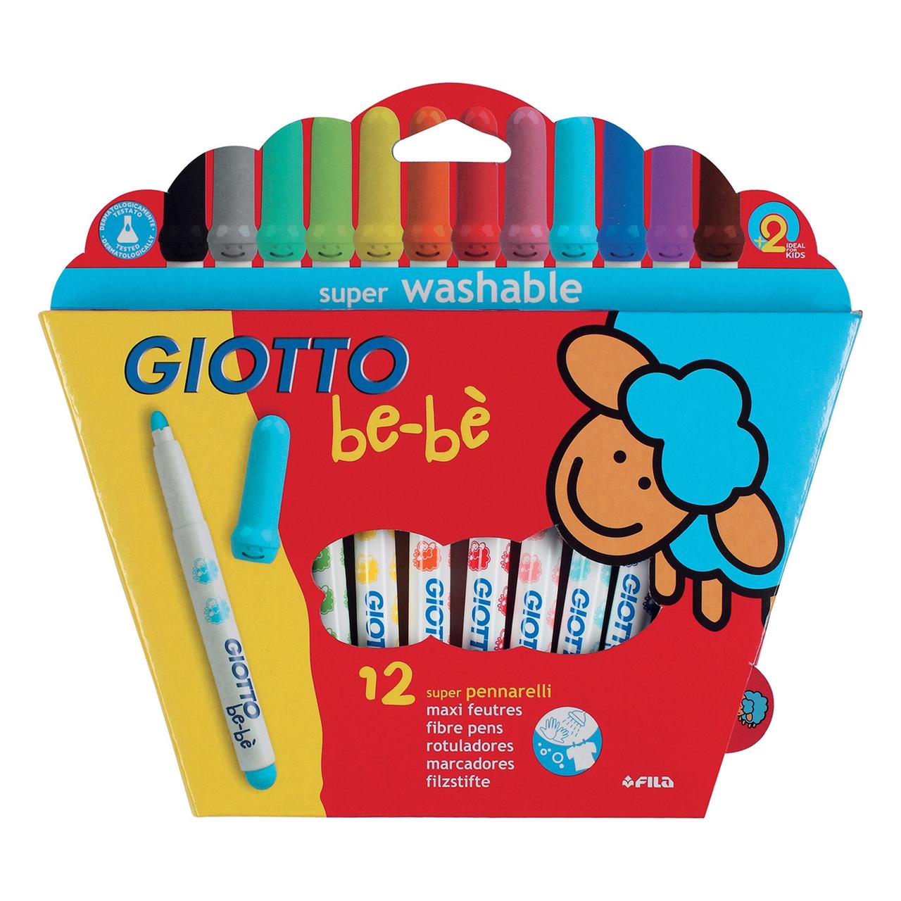 

Фломастеры Giotto Bebè Super Fibre Pens детские 12 цветов с толстым стержнем (8000825466717)