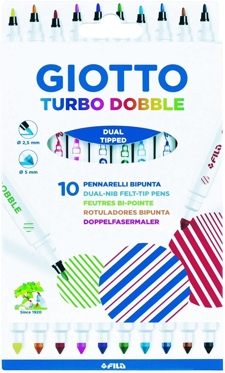 

Фломастеры двусторонние Giotto Turbo Double, 10 цветов (8000825424601)