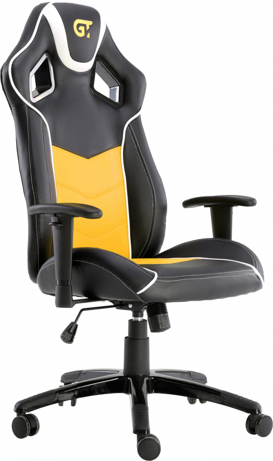 Акція на Кресло для геймеров GT RACER X-2560 Black/White/Yellow від Rozetka UA