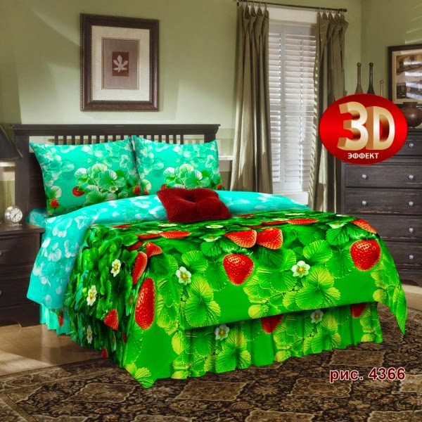 

Комплект постельного белья Клубничка 3D CottonTwill 2-спальный 200х220 см Бязь (РБ016-3)