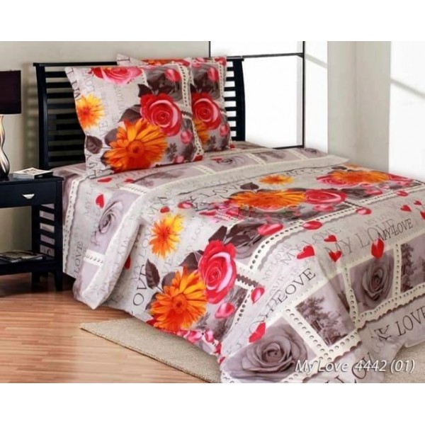 

Комплект постельного белья из бязи Моя любовь CottonTwill Семейный 220х250 см (Б008-5)
