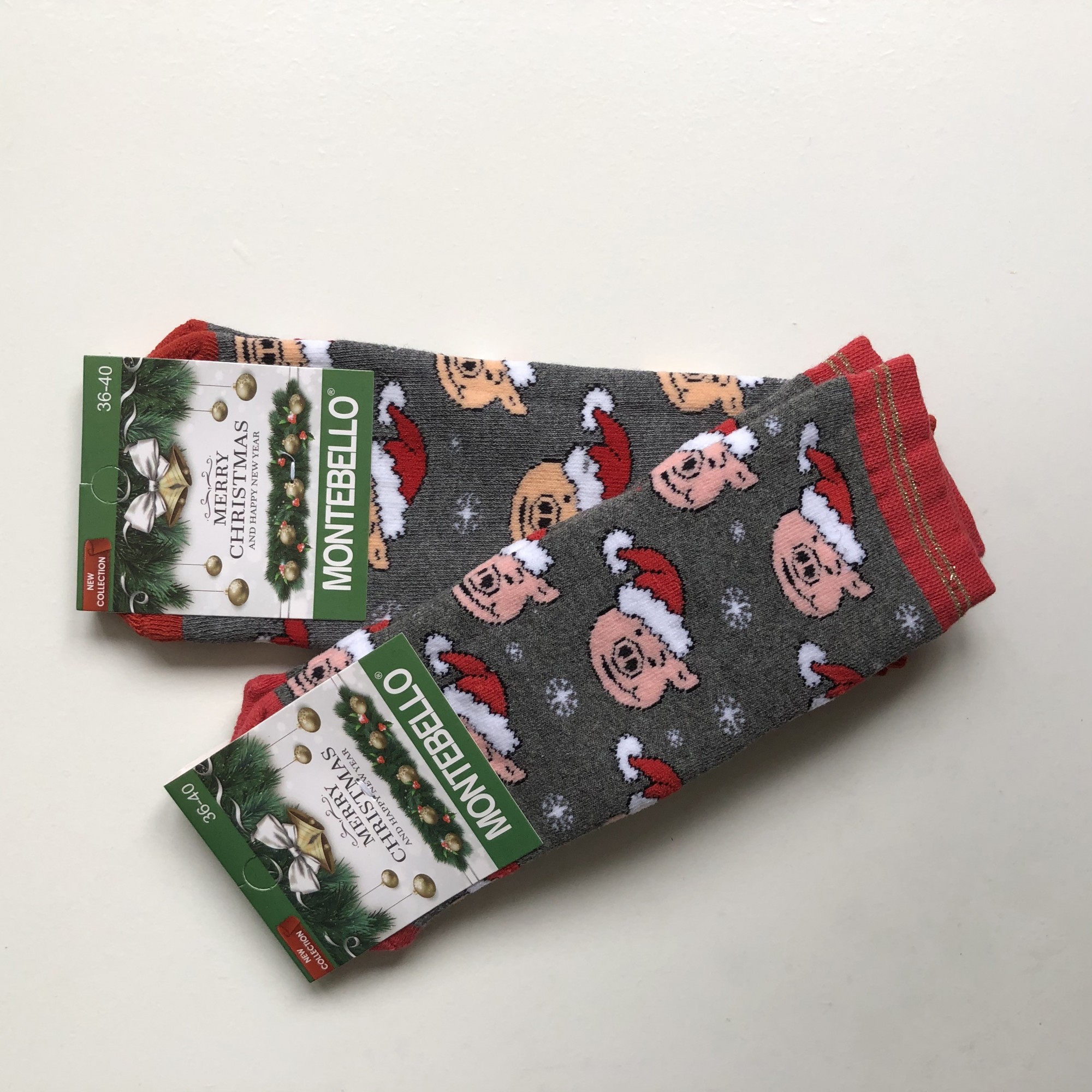 

Носки женские Mi Taller Свинка светло-серые махровые размер 36-40