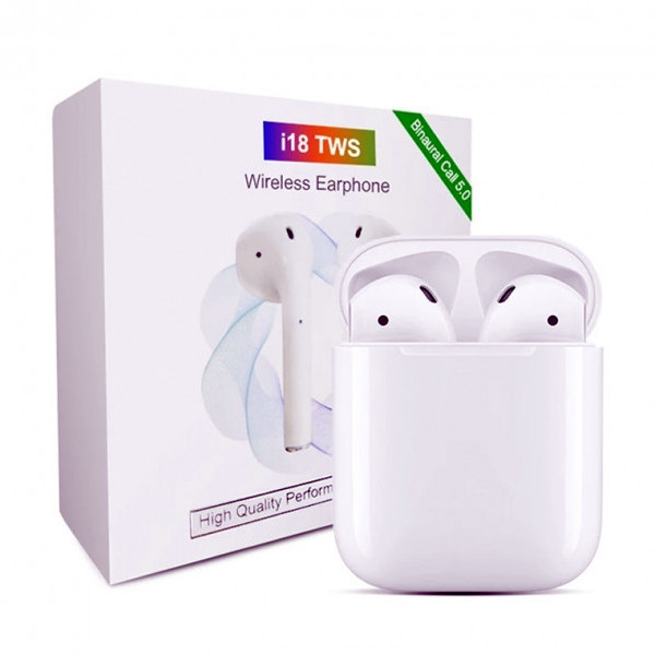 

Беспроводные блютуз наушники i18 TWS с боксом для зарядки White (au070)