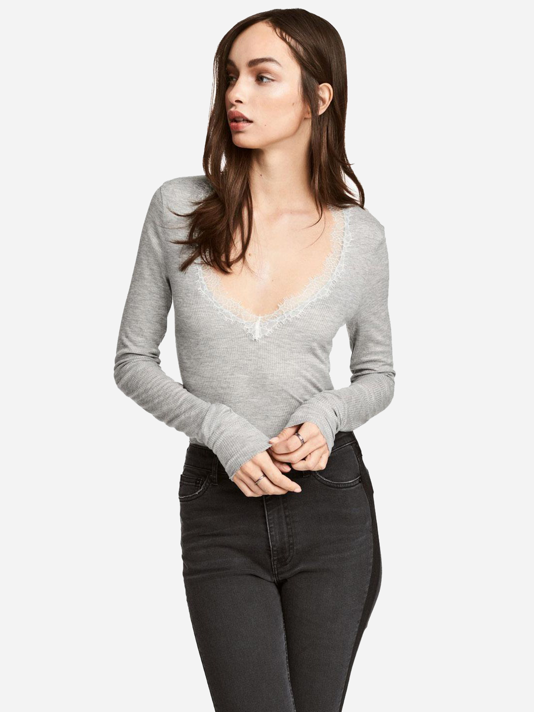 

Лонгслив H&M 480346a51 L Серый