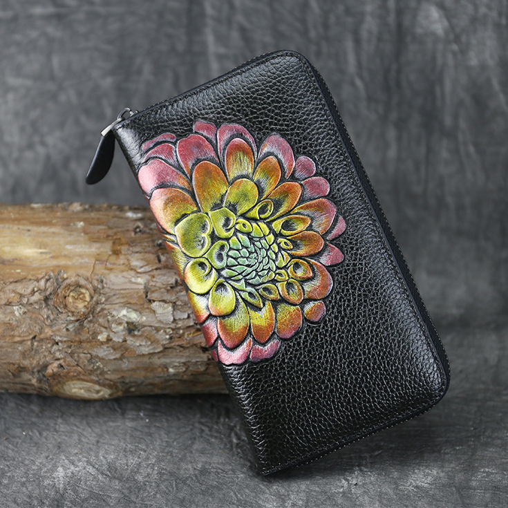 

Кошелек женский ручной работы BlackOwl Zinnia Red 101300270405 кожаный черный