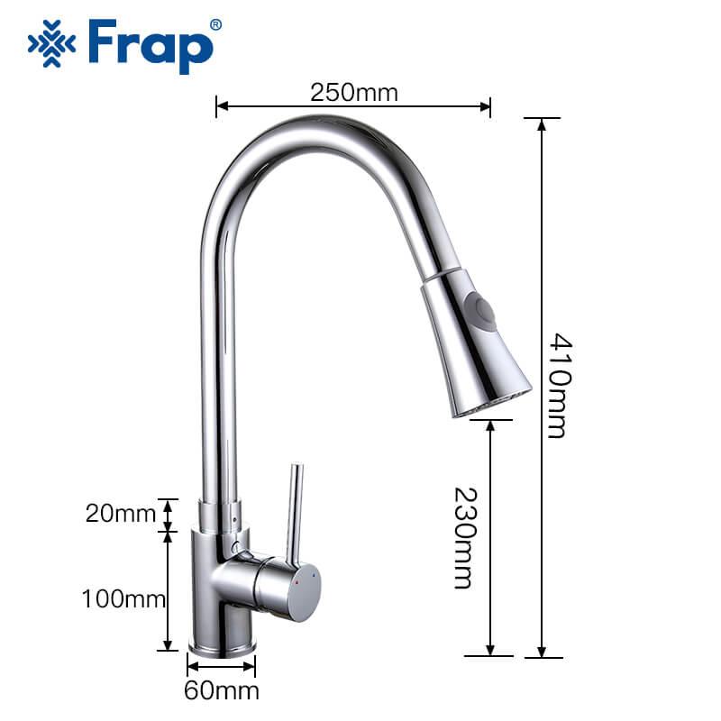 

Смеситель для кухни Frap F6052 выдвижной гусак 2 режима Н50/52