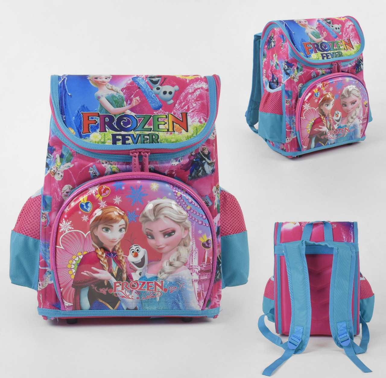 

Рюкзак детский школьный "Принцессы Frozen" С 43558 с 3D принтом, 3 карманами и ортопедической спинкой