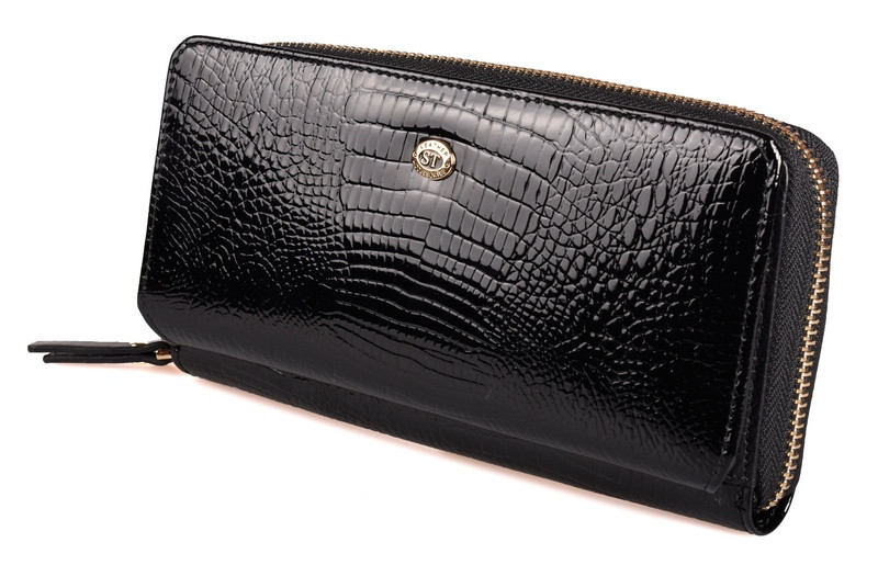 

Женский кожаный кошелек клатч на молнии с визитницей SТ S7001A Black