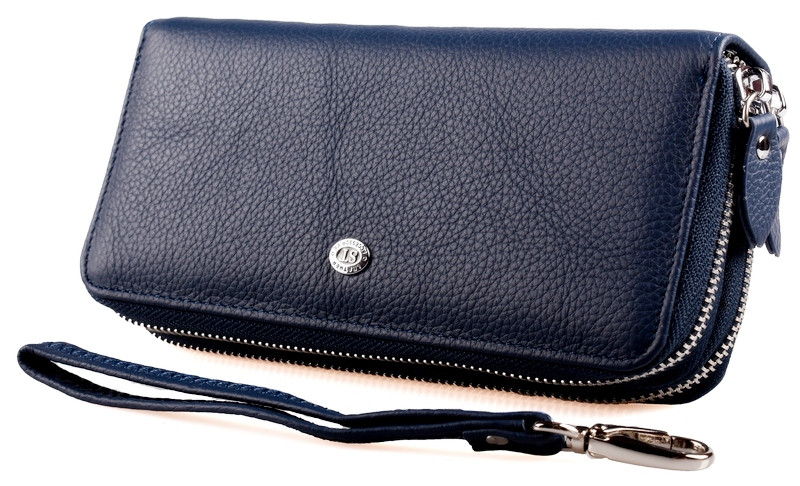 

Женский кожаный кошелек клатч на две молнии SТ 238-2 Dark Blue