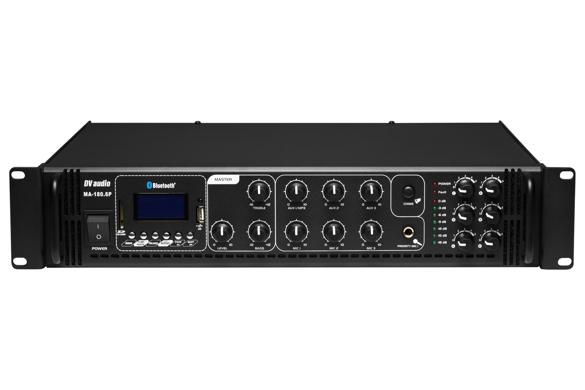 

Трансляционный микшер-усилитель с USB DV audio MA-180.6P BLUETOOTH