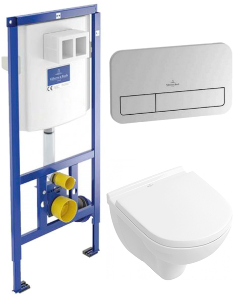 

Инсталляция VILLEROY&BOCH 92246100 с панелью смыва ViConnect E200 92249061 хром + унитаз V&B O.Novo 5688HR01 Directflush с сиденьем Soft Close