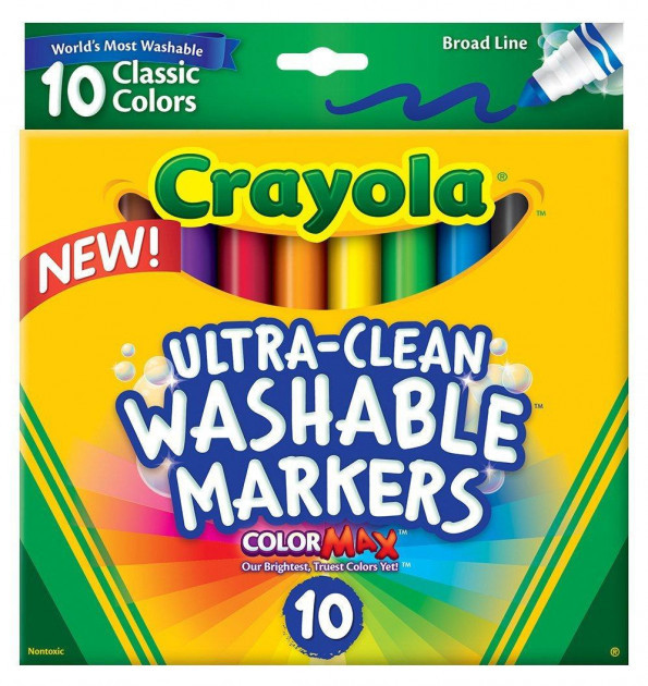 

Фломастеры Crayola Смываемые Washable Broad Line Markers 10 шт 58/7851