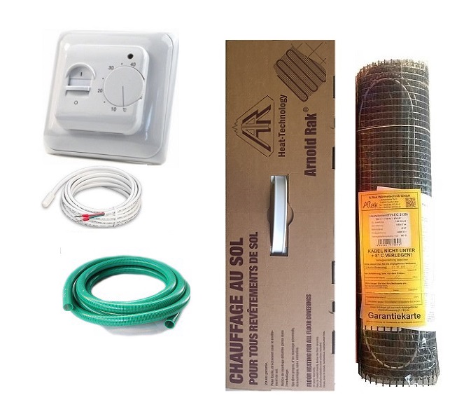 

Теплый пол Arnold Rak нагревательный двухжильный мат под плитку FH-ЕС 180 360Вт 2 м² с механическим терморегулятором в комплекте