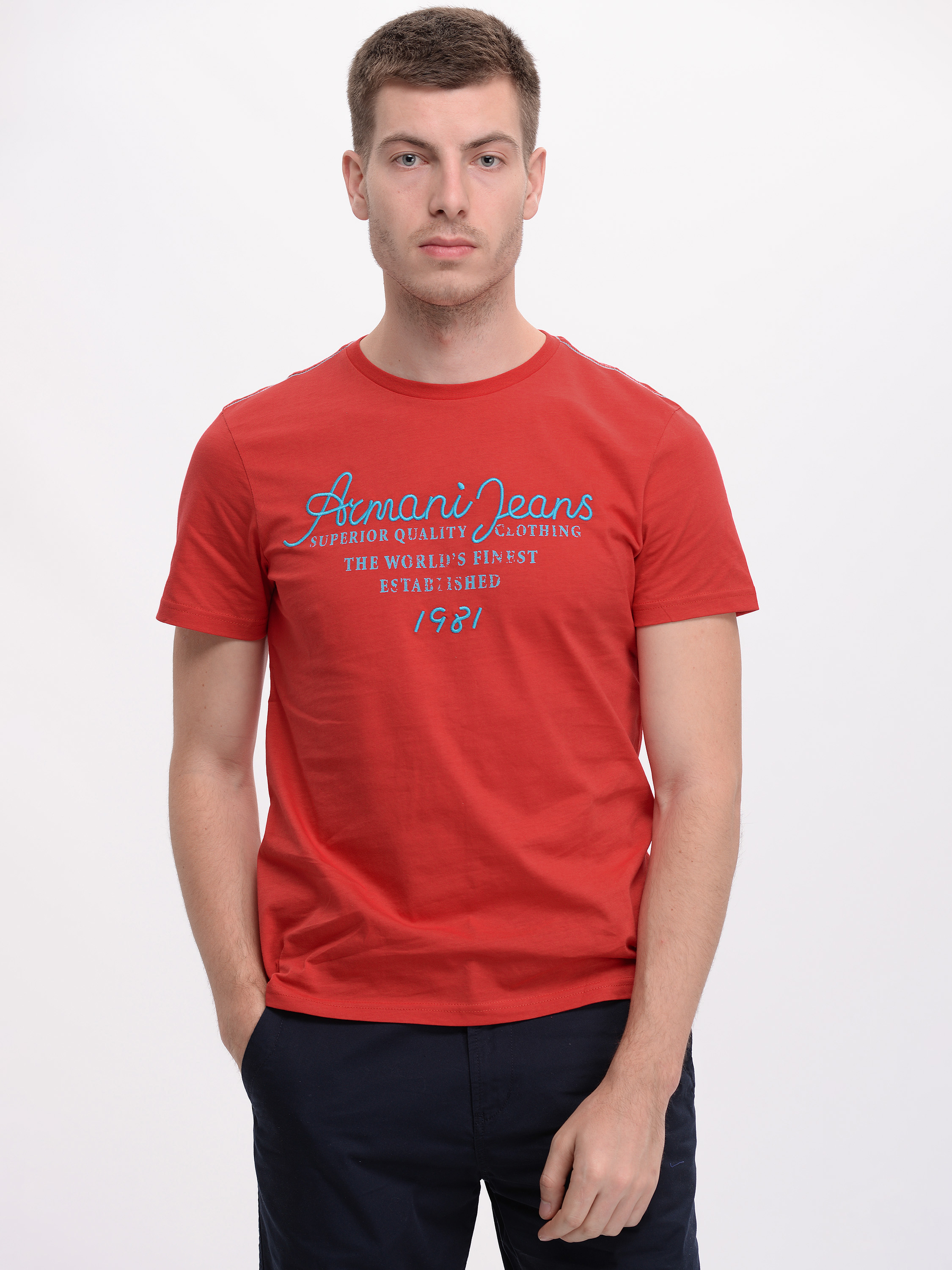 

Футболка Armani Jeans 7609  (46) Красная, Футболка Armani Jeans 7609 M (46) Красная