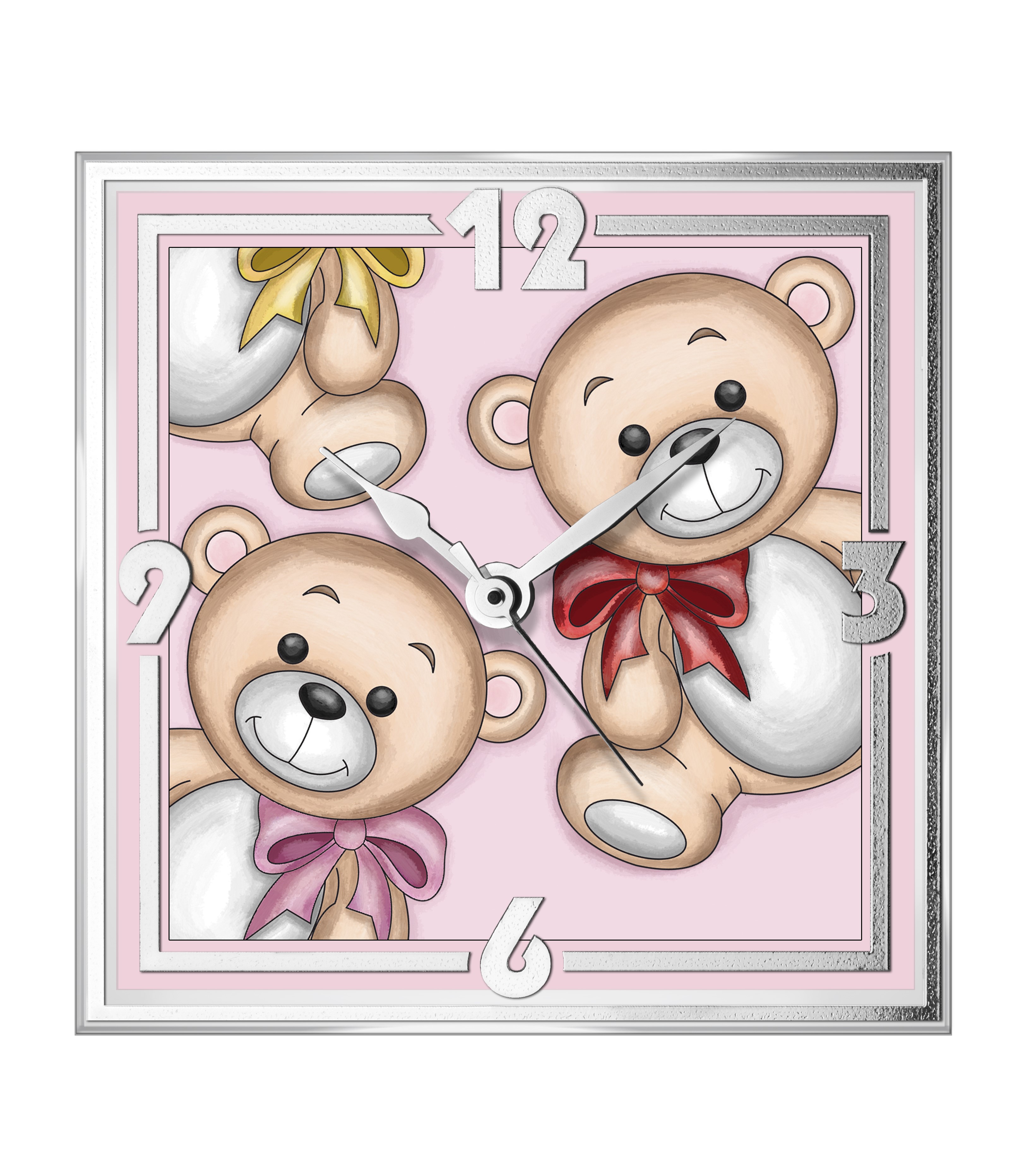 

Годинник дитячий настільний "Teddy Bear" рожевий (13x13см)