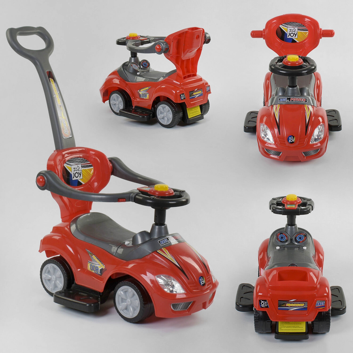 

Детская машинка каталка-толокар JOY 3766-R с родительской ручкой Красный