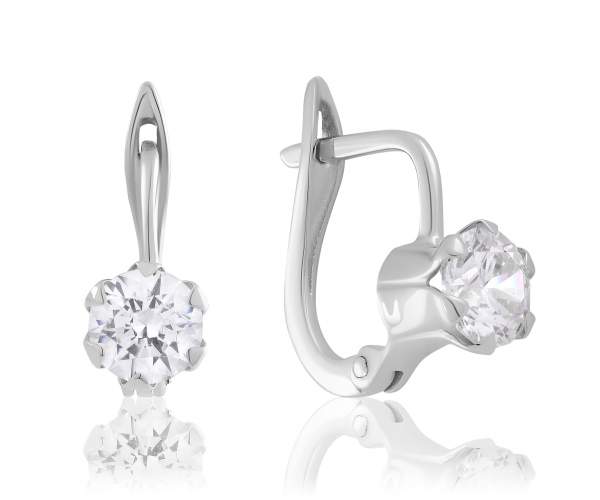 

Серьги с английской застежкой с камнями SWAROVSKI Zirconia, белое золото, С4204/1SW