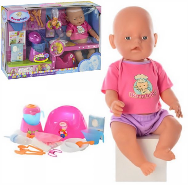 

Пупс функциональный Warm Baby RT 05053 с аксессуарами