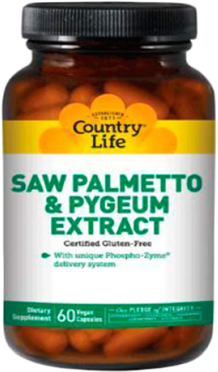 

Натуральная добавка Country Life Saw Palmetto Pygeum Extract (Экстракт сереноа и коры африканской сливы) 60 капсул (015794092858)