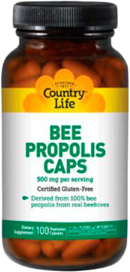 

Натуральная добавка Country Life Bee Propolis (Пчелиный прополис) 500 мг 100 капсул (015794031314)