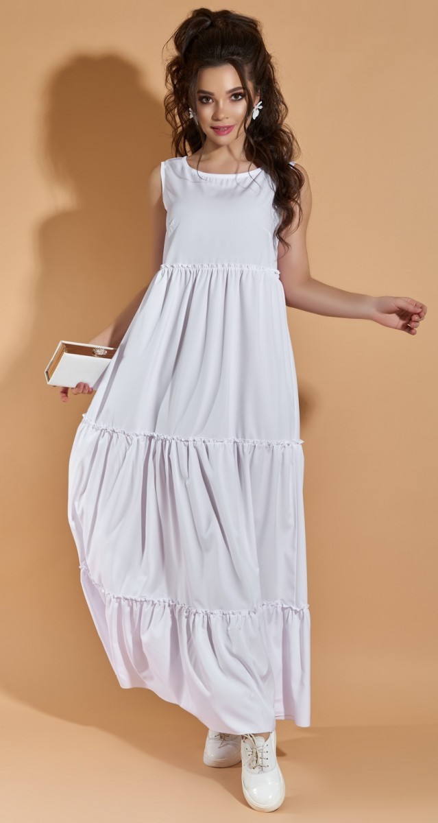 

Белое длинное летнее платье без рукавов FashionYouWant M белый 43372274