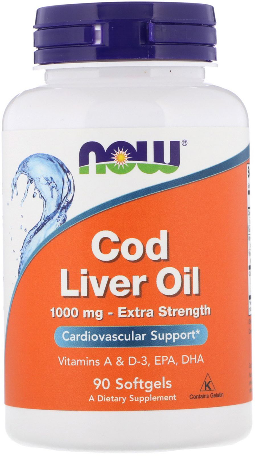 

Натуральная добавка Now Foods Cod Liver Oil 1000 мг 90 софт гель (733739017437)