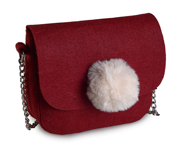 

Сумка клатч с помпоном FeltFabricDesign из войлока бордовая ВМ53(0369)