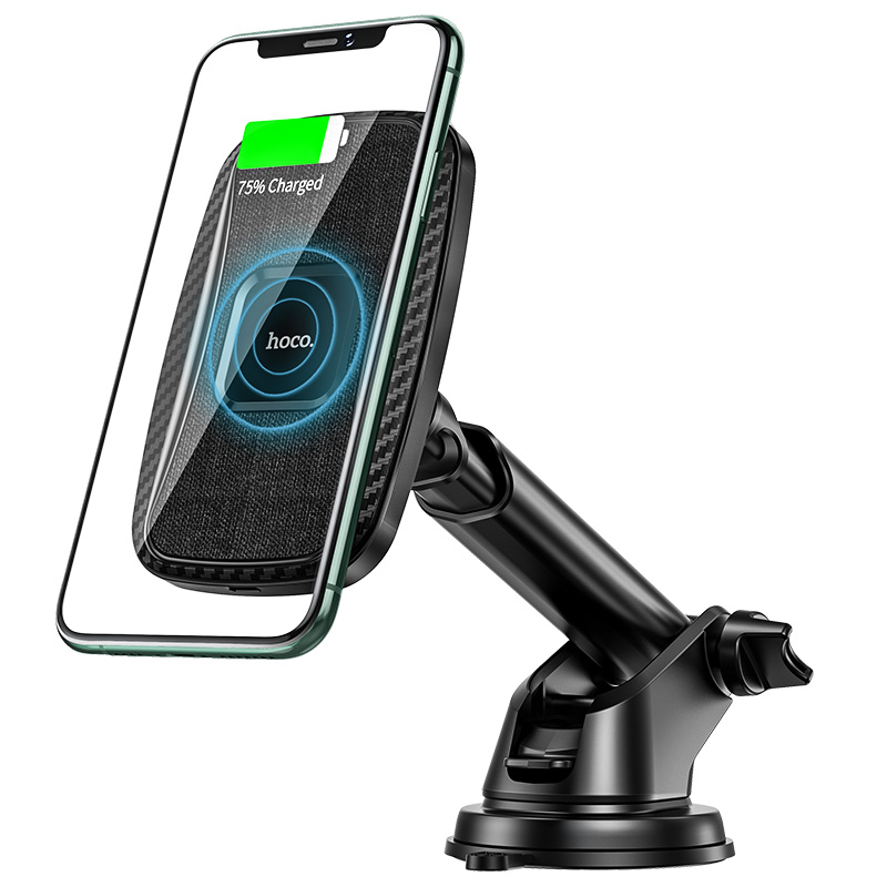 

Автодержатель для телефона в авто HOCO магнитный Magnetic with wireless charging car holder CA75 |15W, 2in1| Black