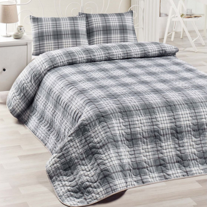 

Покрывало с наволочками Eponj Home Burberry siyah 200х220 см Серый 2000022201025