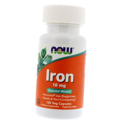 

Бисглицинат Железа, Iron 18 , Now Foods 120вегкапс (36128088)