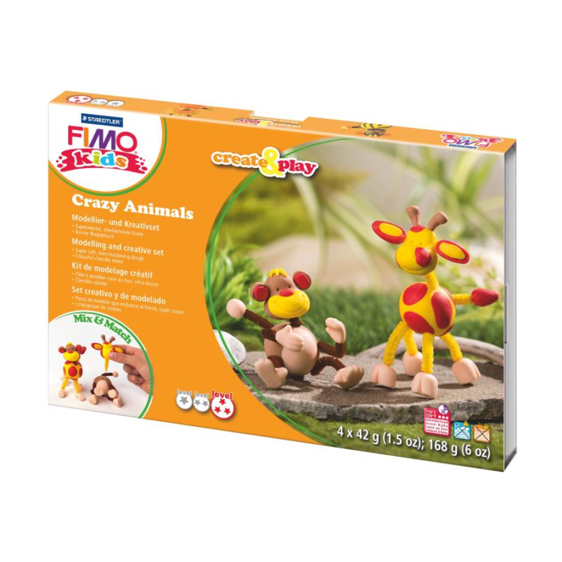 

Набор пластики Fimo Kids Обезьянка и жираф 4х42г