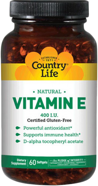 

Витамины Country Life Natural Vitamin E 400 IU 60 капсул (015794075417)