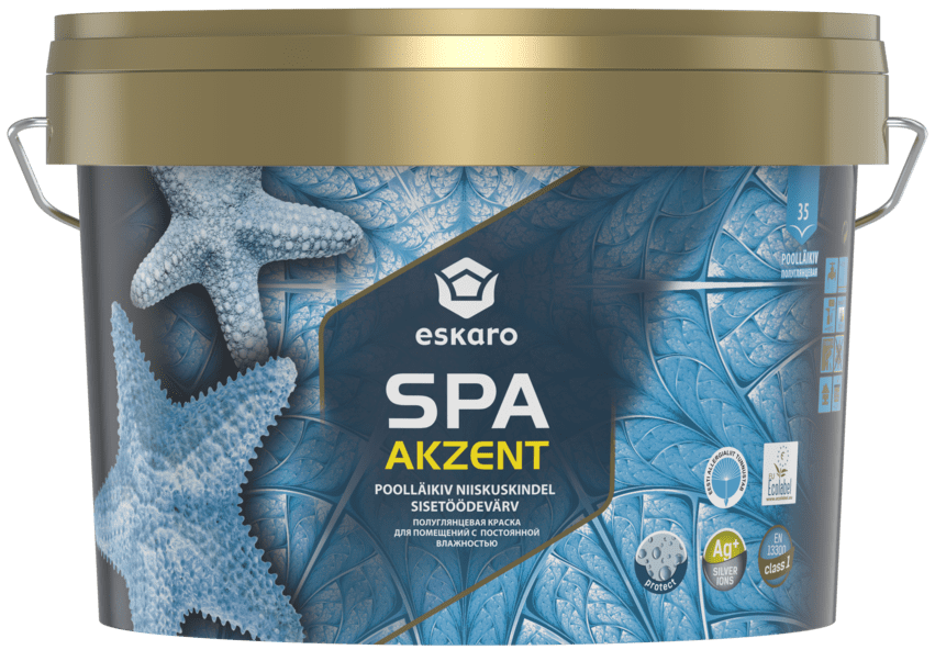 

Краска акриловая Eskaro Akzent Spa шелковистый мат белый 2.7 л