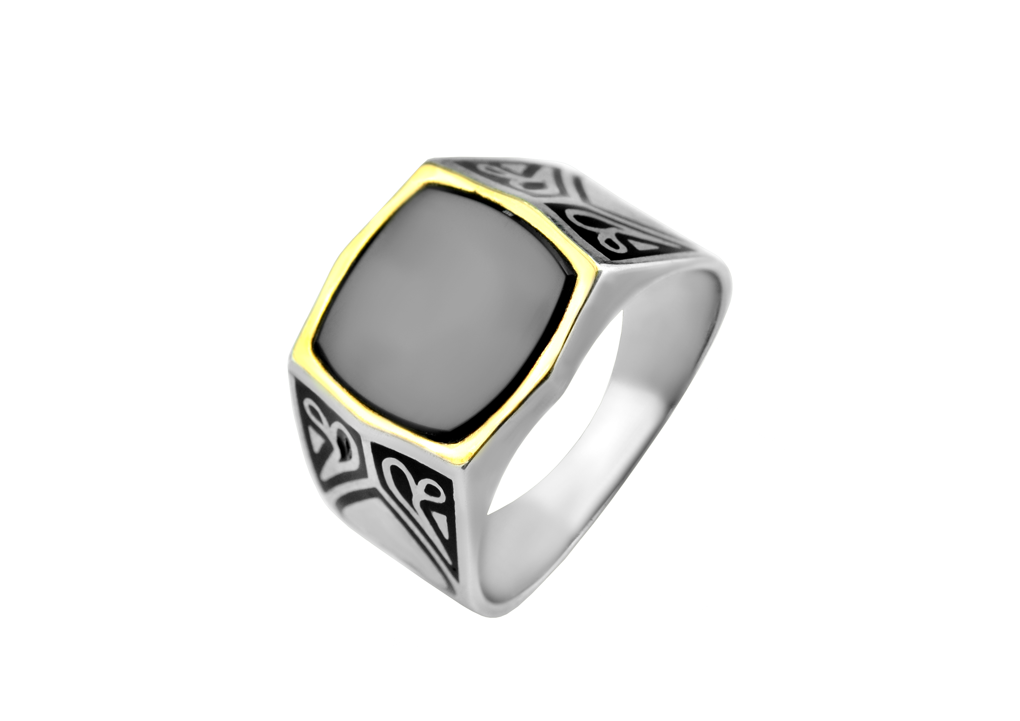 

Печатка серебряная с золотом Баста 730/1, 22.5 размер