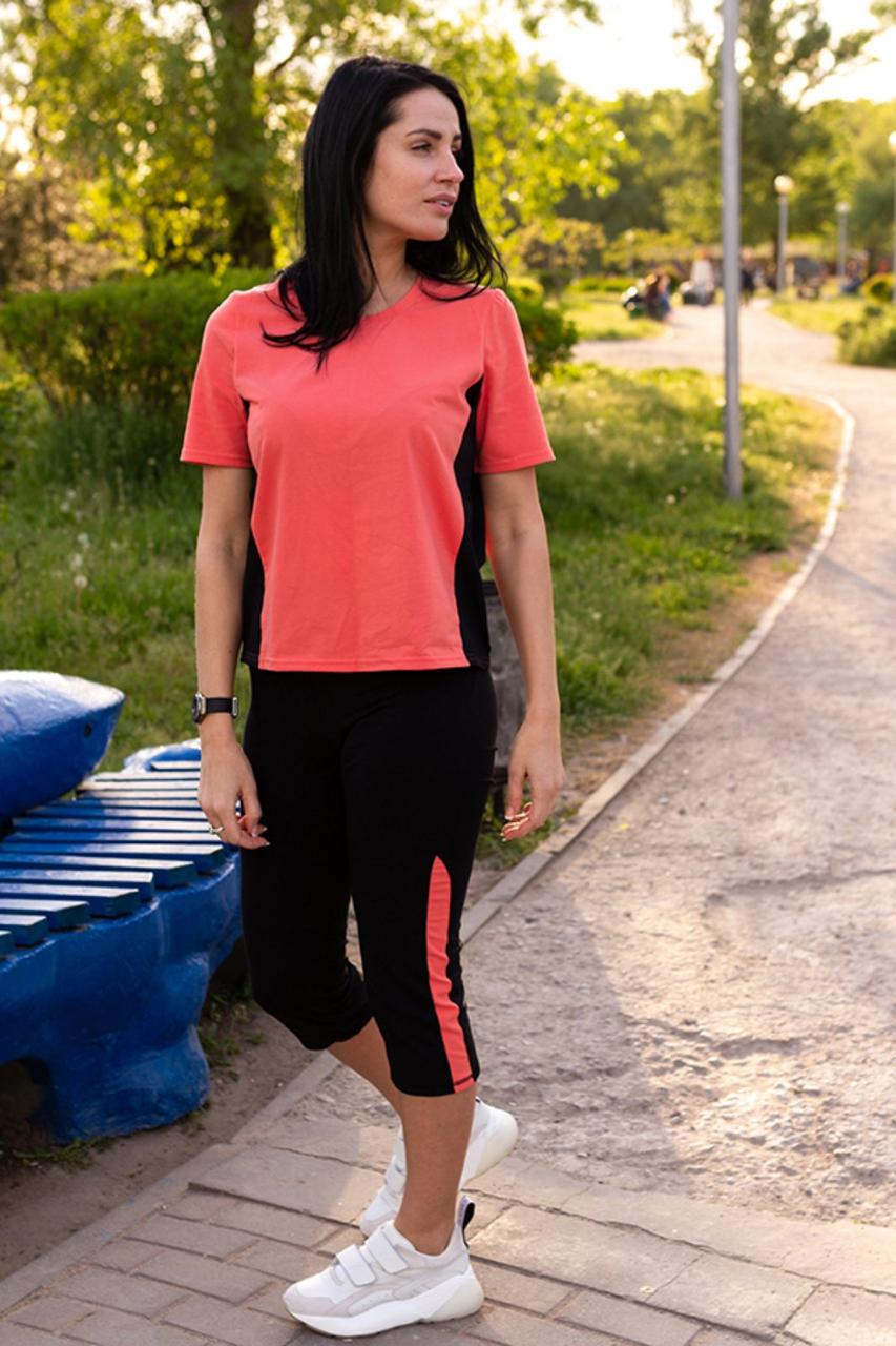 

Трикотажные натуральные капри Cat'rina 48 черного цвета черного цвета с цветным лампасом